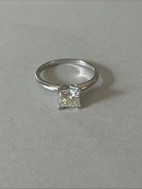 Charles & Colvard 14K White Gold Princess Cut Moissanite Solitaire Ring 7